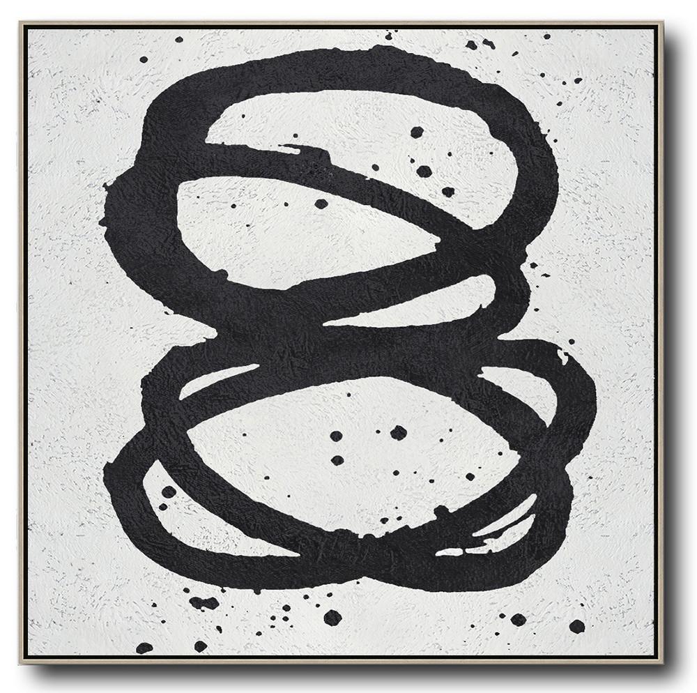 Minimal Black and White Painting #MN79A - Click Image to Close